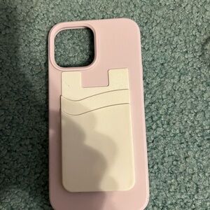 Pink and White Phone Case with Card Holder